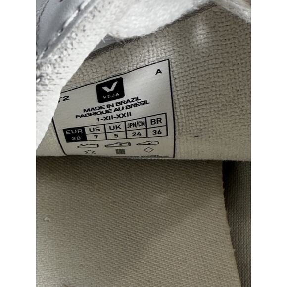 Veja Esplar Women’s Leather Sneakers Size 7 EU 38 White Suede Logo Clean Casual - Picture 8 of 9